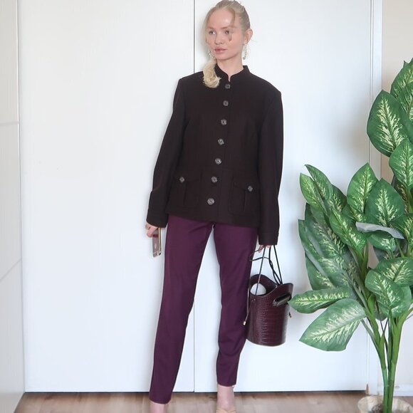 Elements G Brown Wool Stand Collar Coat / Jacket - Picture 1 of 11